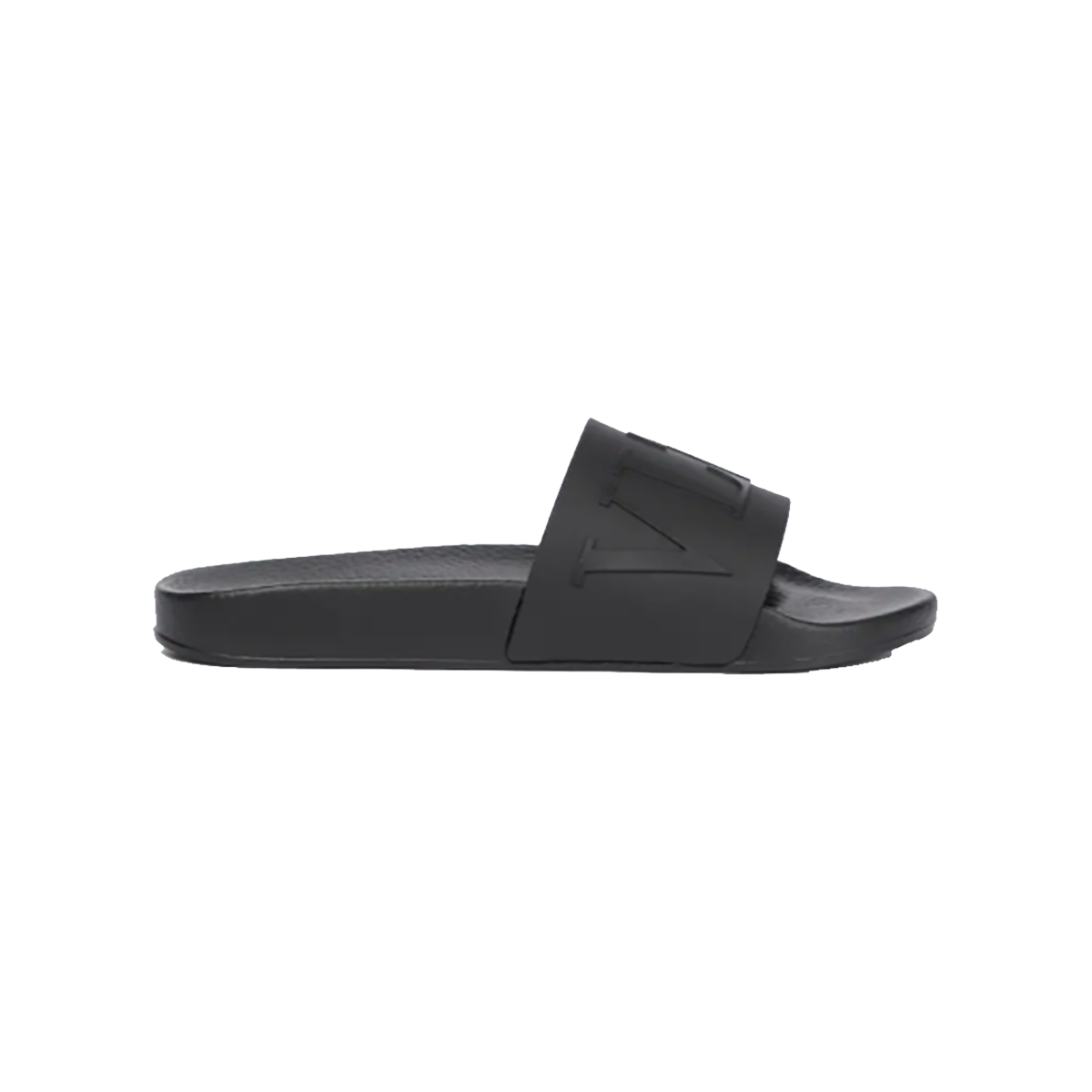 VALENTINO 'VLNT' LOGO SLIDERS IN BLACK-BLACK