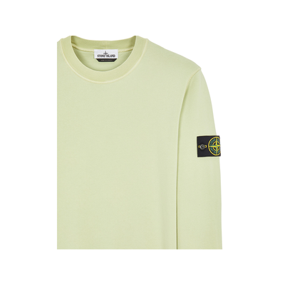 STONE ISLAND COTTON FLEECE CREW NECK SWEATER IN LIGHT GREEN