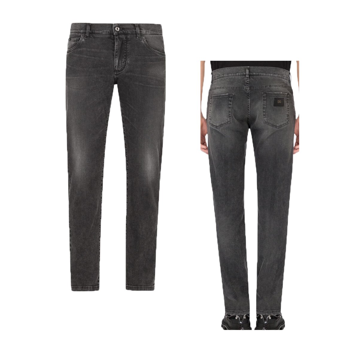 DOLCE & GABBANA WASHED SLIM FIT JEANS IN GREY