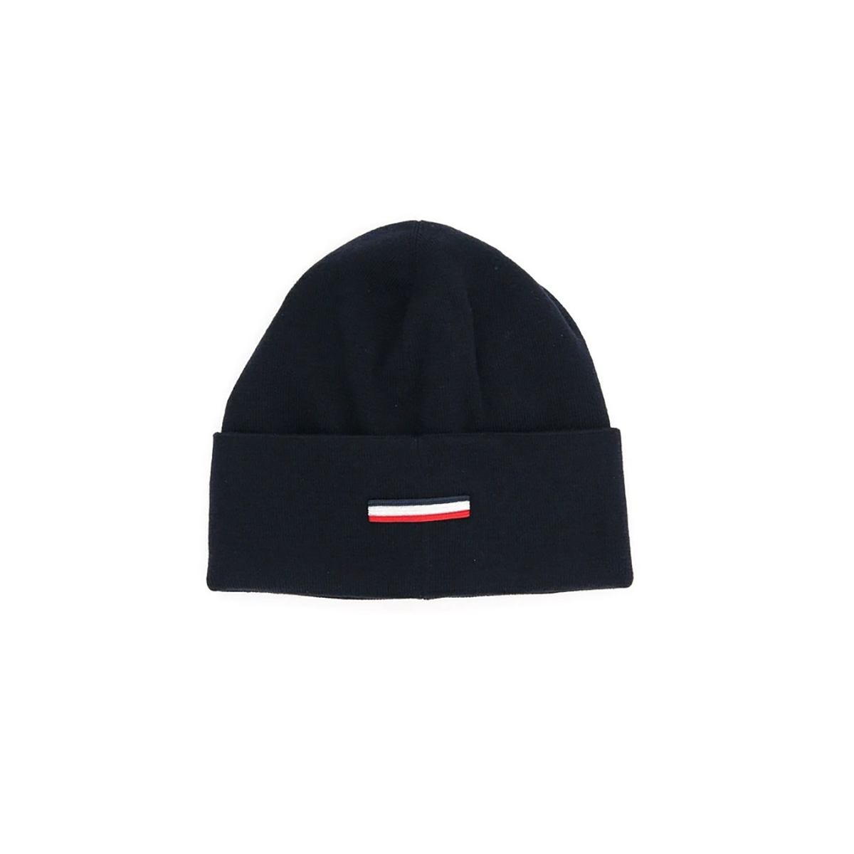 MONCLER WOOL LOGO BEANIE IN NAVY BLUE