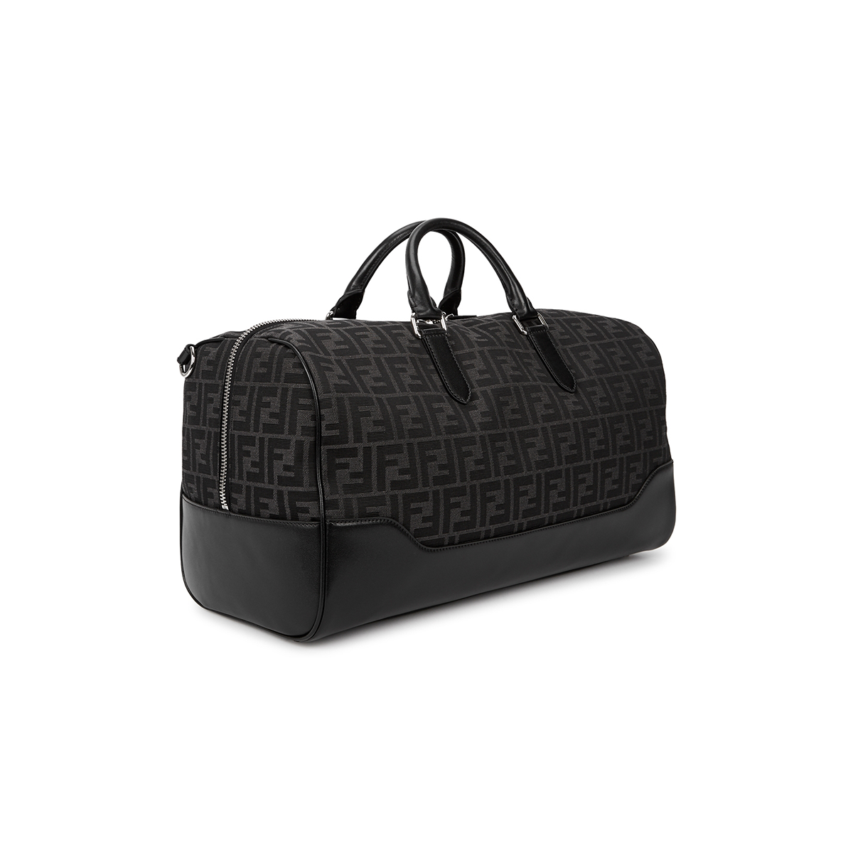 FENDI BLACK AND GREY FF-JACQUARD CANVAS HOLDALL