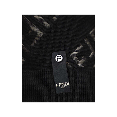 FENDI FF LOGO KNIT SWEATSHIRT IN BLACK