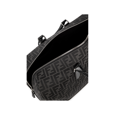 FENDI BLACK AND GREY FF-JACQUARD CANVAS HOLDALL