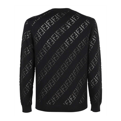 FENDI FF LOGO KNIT SWEATSHIRT IN BLACK