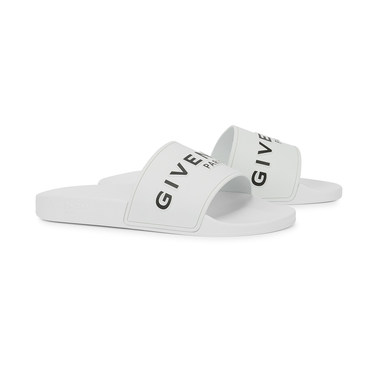 GIVENCHY WHITE LOGO RUBBER SLIDERS