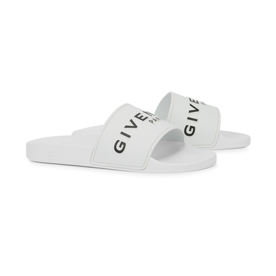 GIVENCHY WHITE LOGO RUBBER SLIDERS