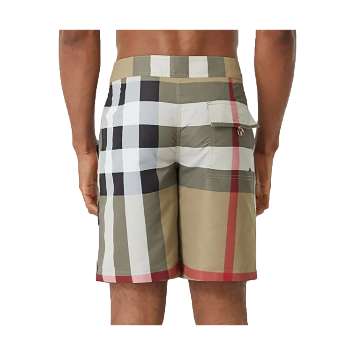 BURBERRY BIG CHECK EXPLODED SWIM SHORTS IN BEIGE