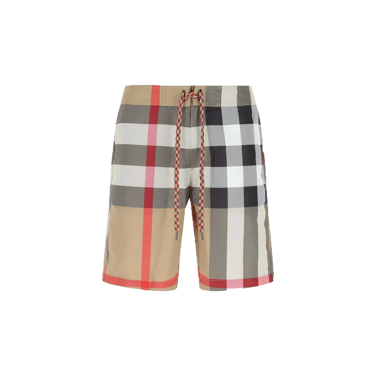 BURBERRY BIG CHECK EXPLODED SWIM SHORTS IN BEIGE