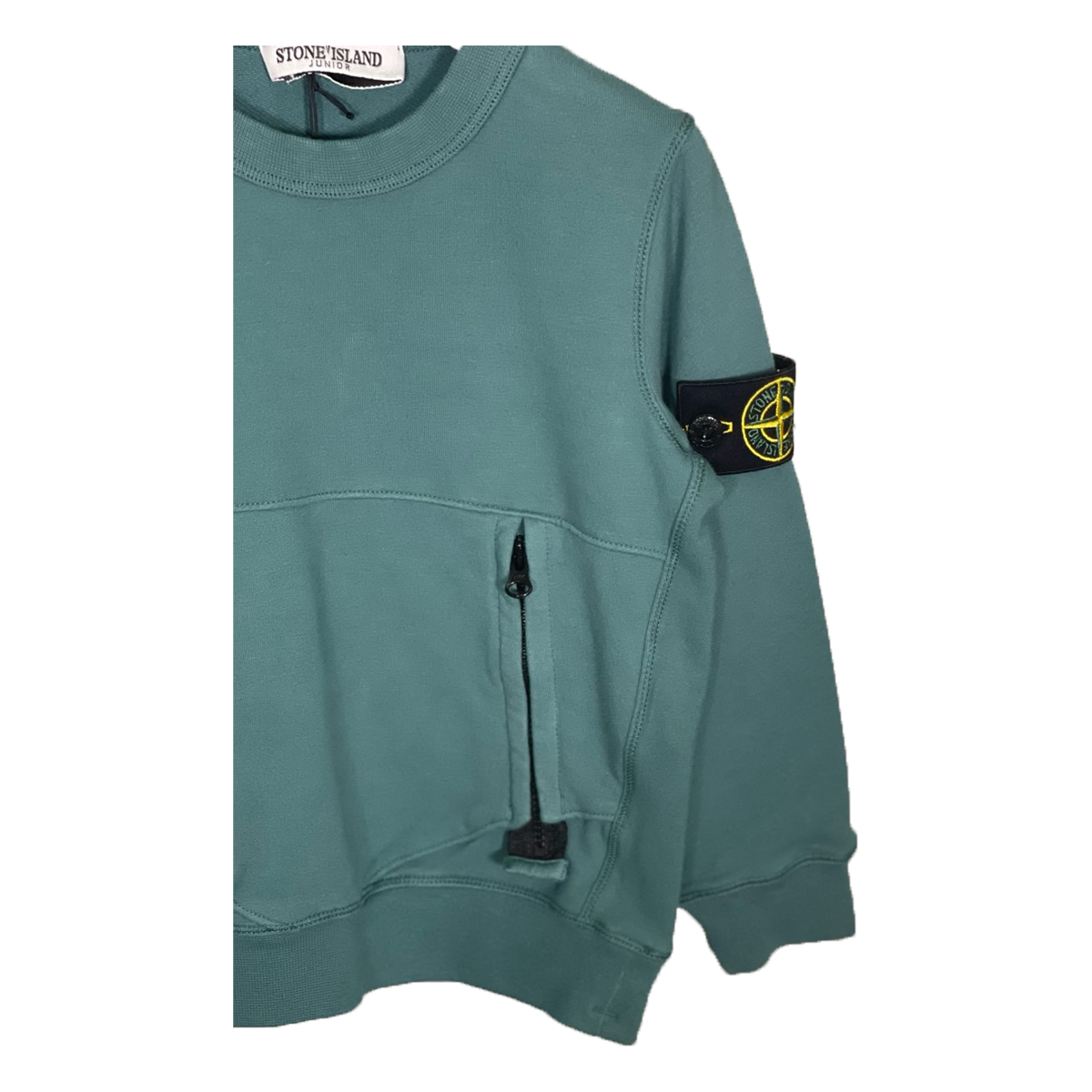 STONE ISLAND JUNIOR MIX FABRIC SHORT SET IN GREEN