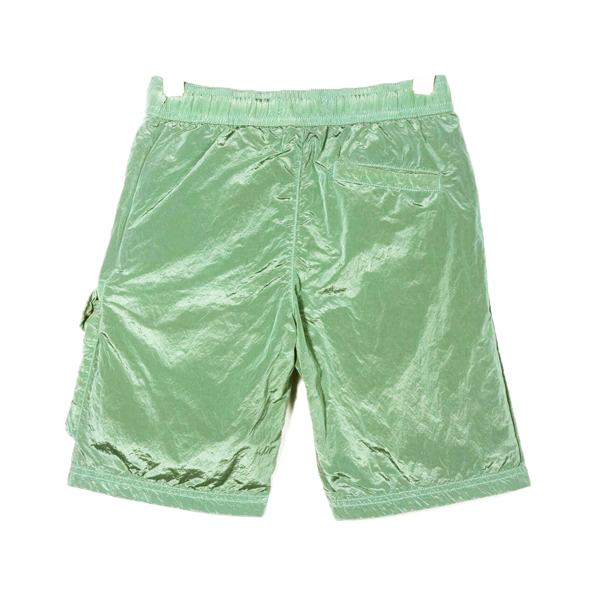 STONE ISLAND JUNIOR NYLON METAL CARGO SHORTS IN GREEN