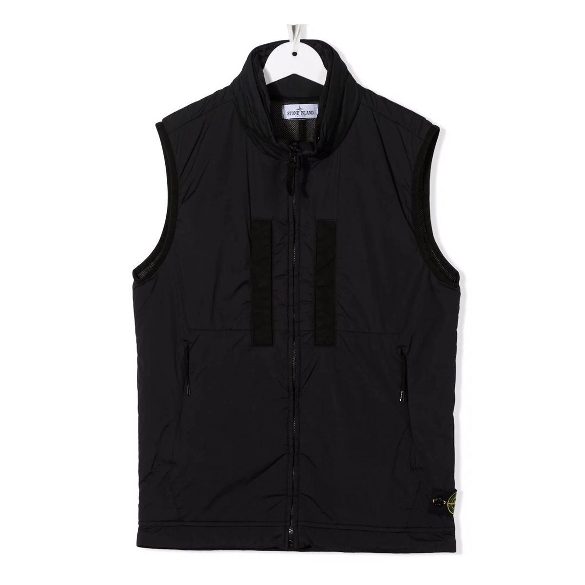 STONE ISLAND JUNIOR STRETCH NYLON GILLET IN BLACK