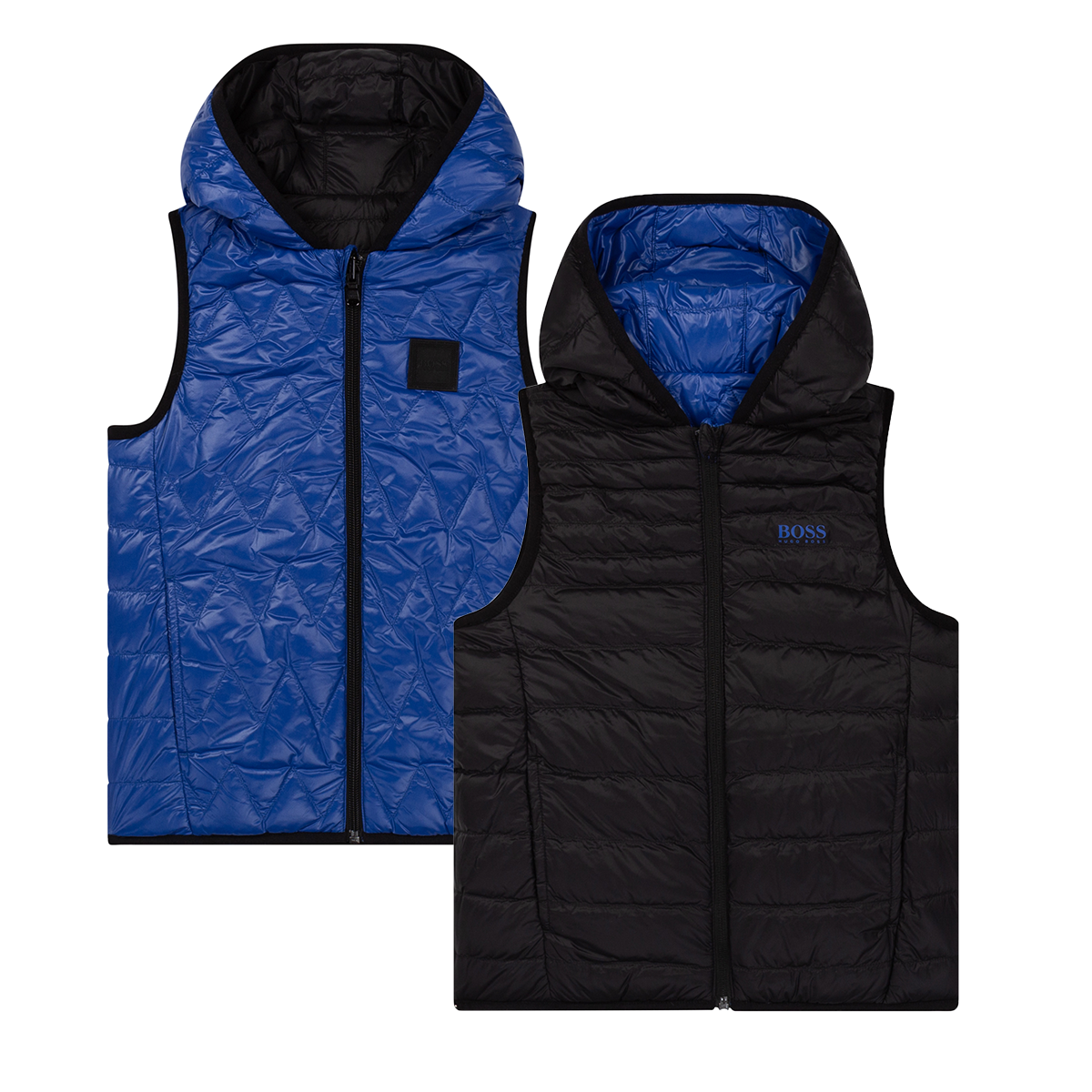 BOSS JUNIOR REVERSIBLE GILLET IN BLUE-BLACK