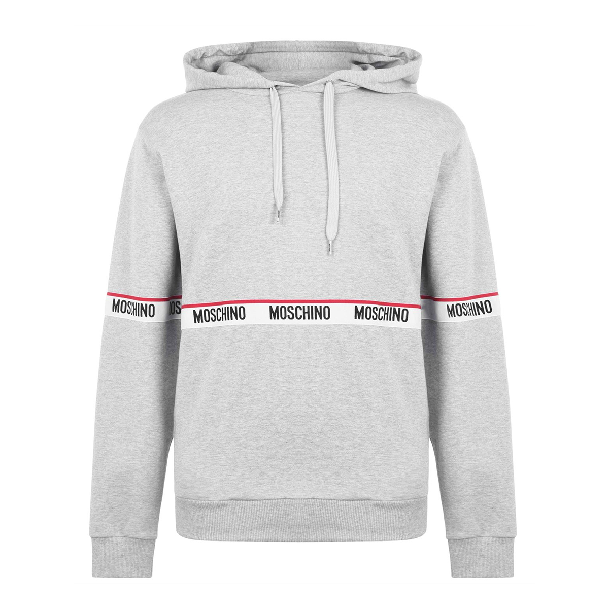 MOSCHINO TAPE LOGO OVER THE HEAD HOODIE IN GREY