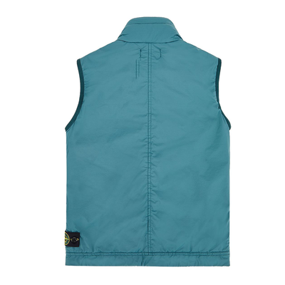 STONE ISLAND JUNIOR STRETCH NYLON GILLET IN GREEN GREY