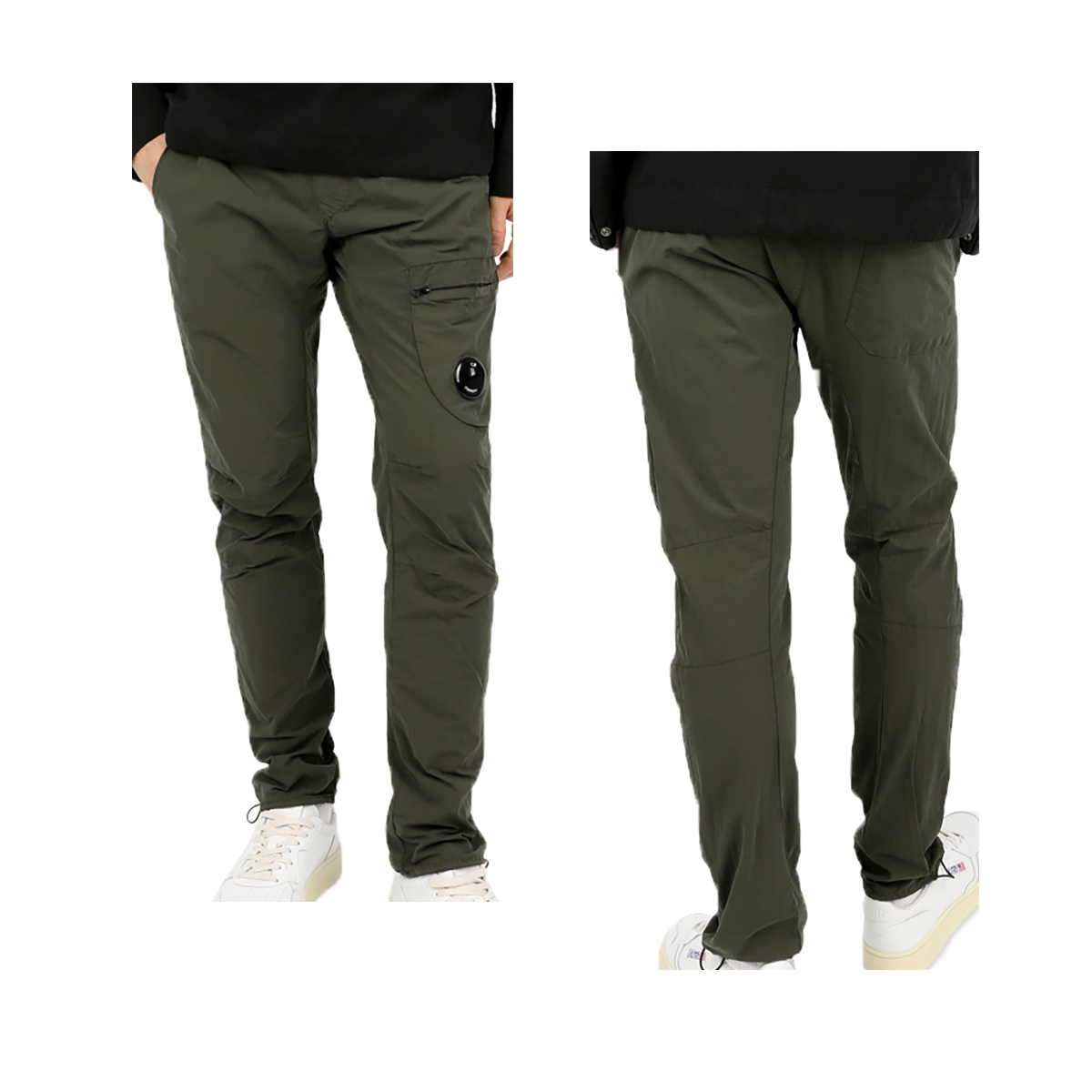 CP COMPANY FLATT NYLON CARGO BOTTOMS IN GREEN