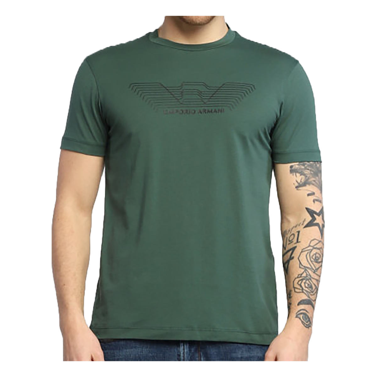 EMPORIO ARMANI OP-ART EAGLE T-SHIRT IN GREEN