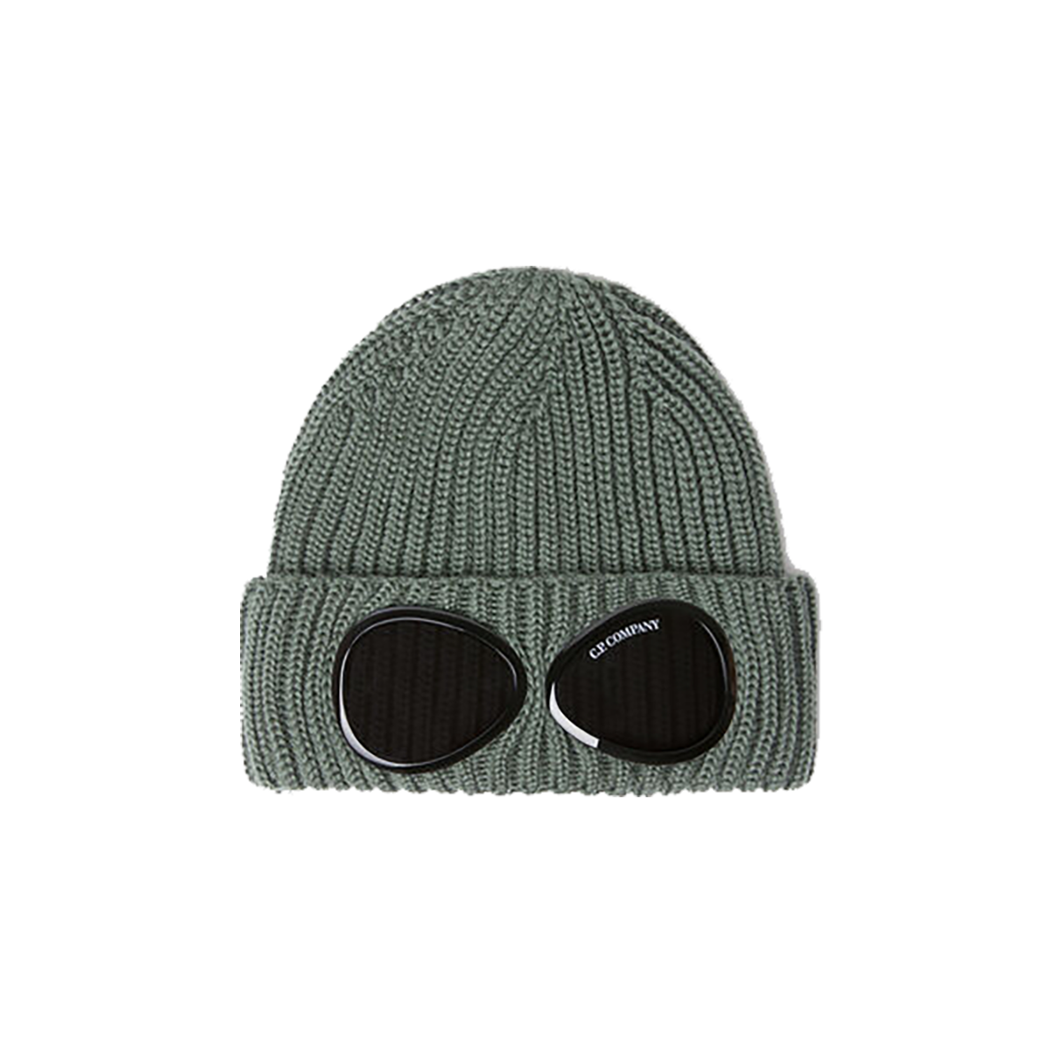 CP COMPANY EXTRA FINE MERINO WOOL GOGGLE BEANIE IN GREEN