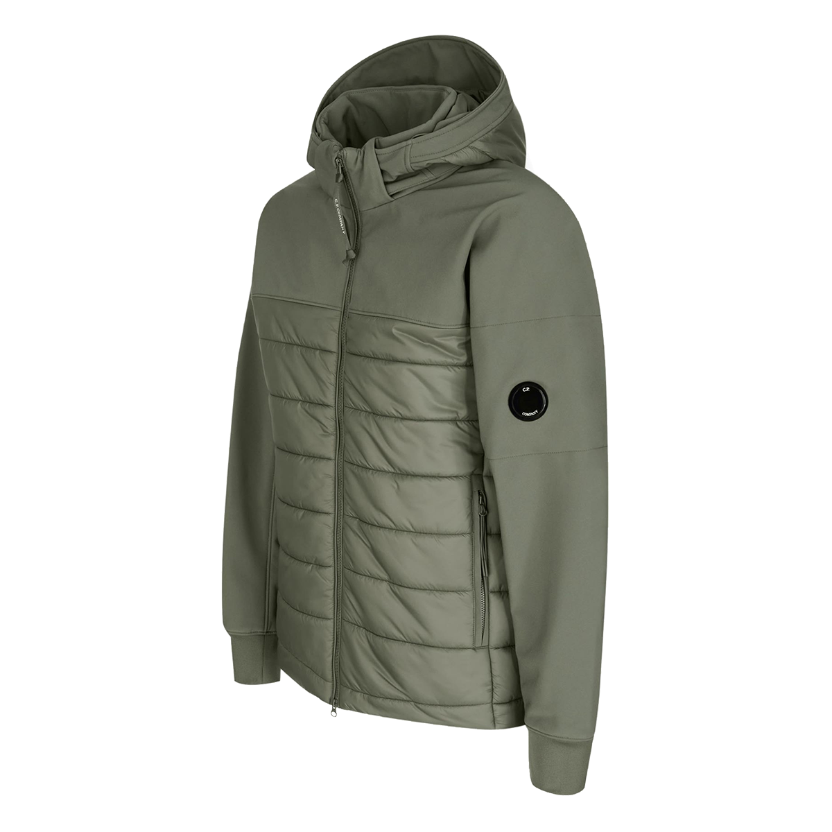 CP COMPANY SHELL R GOGGLE JACKET IN GREEN