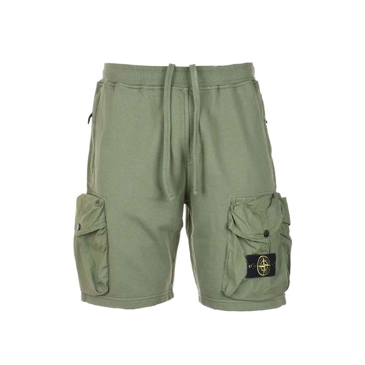 STONE ISLAND COTTON COMPASS PATCH SHORTS IN GREEN