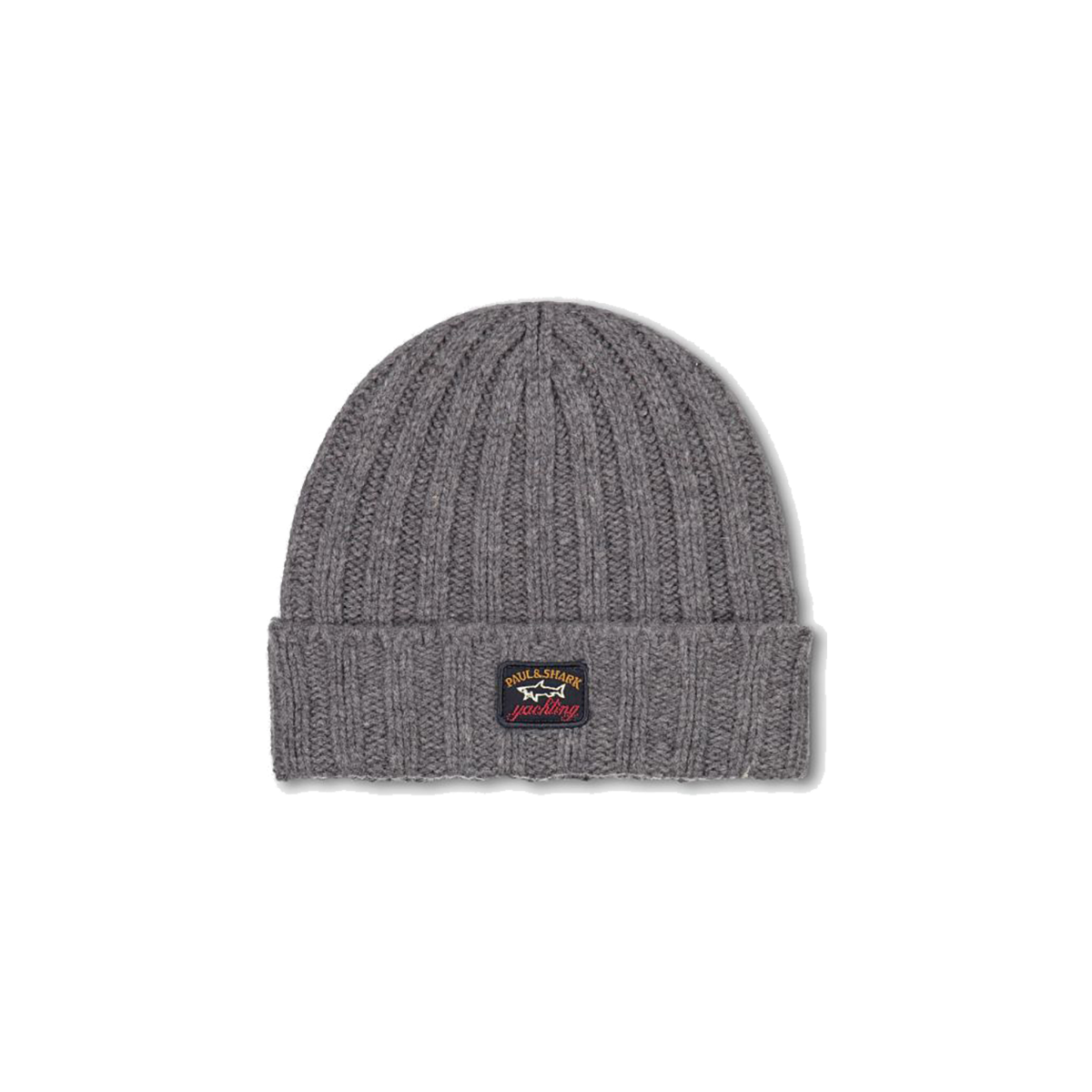 PAUL & SHARK WOOL BLEND RIBBED BEANIE IN GREY