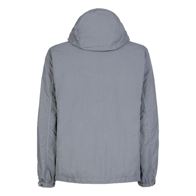 CP COMPANY FLATT NYLON MIXED HOODED OVERSHIRT IN GRIFFIN GREY