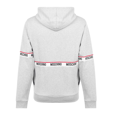 MOSCHINO TAPE LOGO OVER THE HEAD HOODIE IN GREY