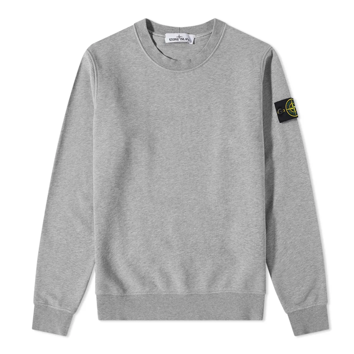 STONE ISLAND COTTON FLEECE CREW NECK SWEATER IN GREY