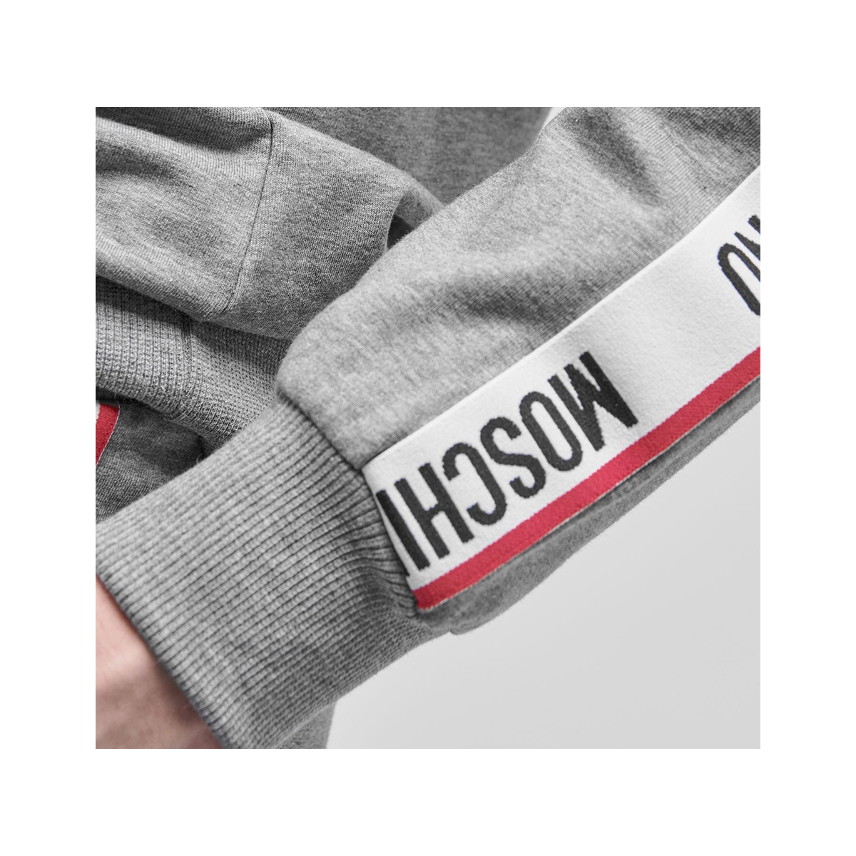 MOSCHINO TAPE LOGO SWEATER IN GREY