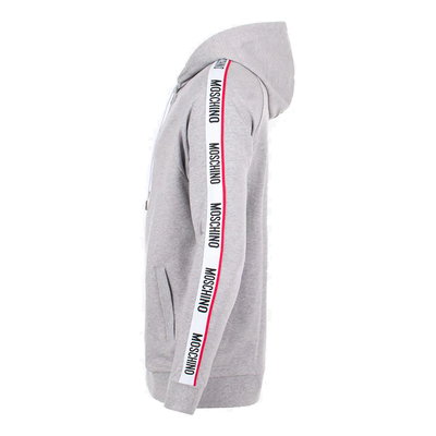 MOSCHINO TAPE LOGO ZIPPED SWEATER IN GREY