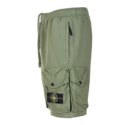 STONE ISLAND COTTON COMPASS PATCH SHORTS IN GREEN