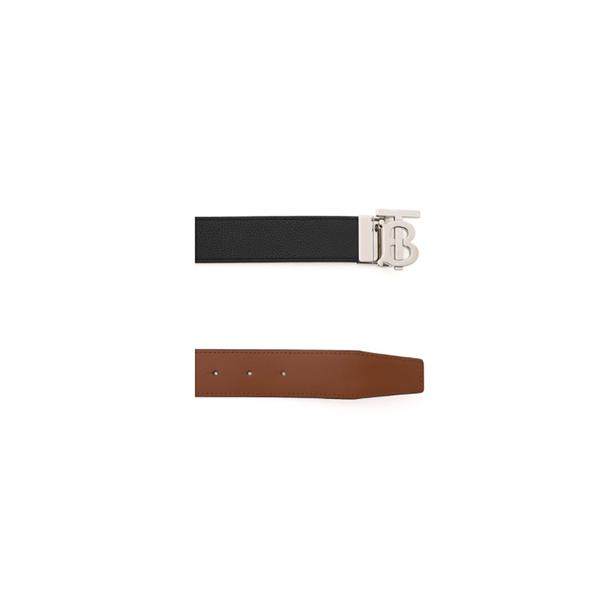 BURBERRY TB MONOGRAM BUCKLE REVERSIBLE BELT IN BLACK-BROWN