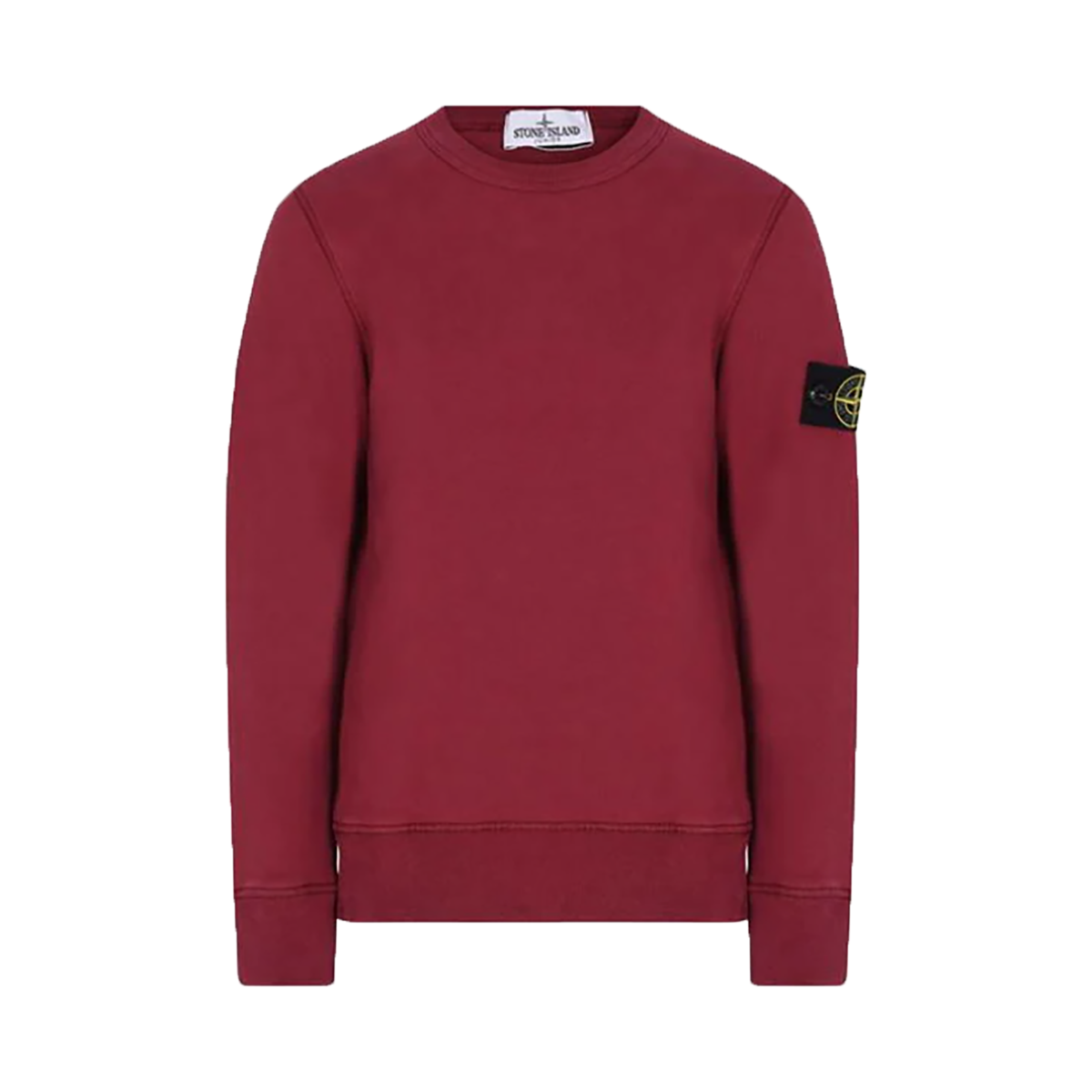 STONE ISLAND JUNIOR CREWNECK SWEATSHIRT IN BURGUNDY