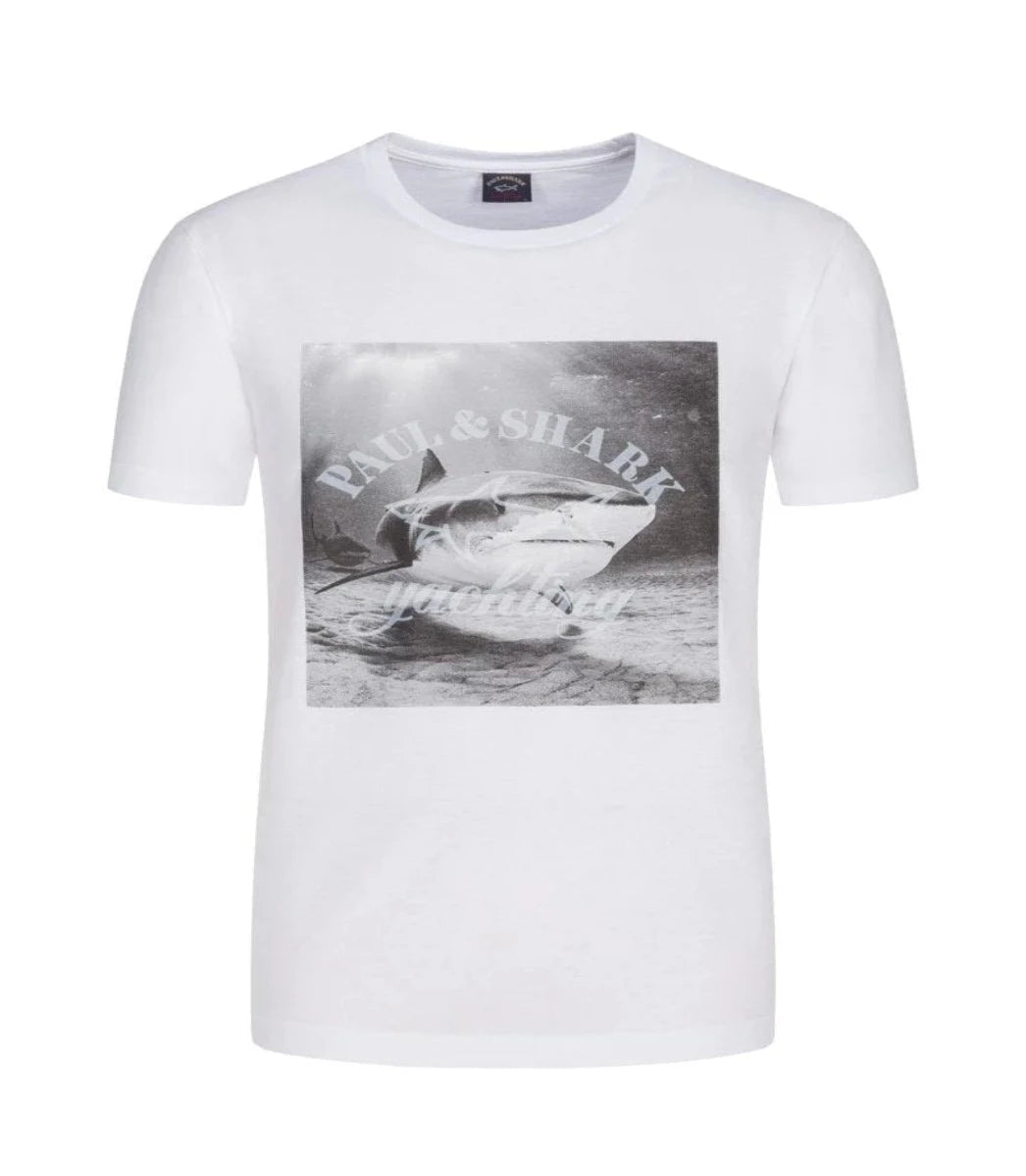 PAUL & SHARK PHOTO PRINT T-SHIRT-WHITE