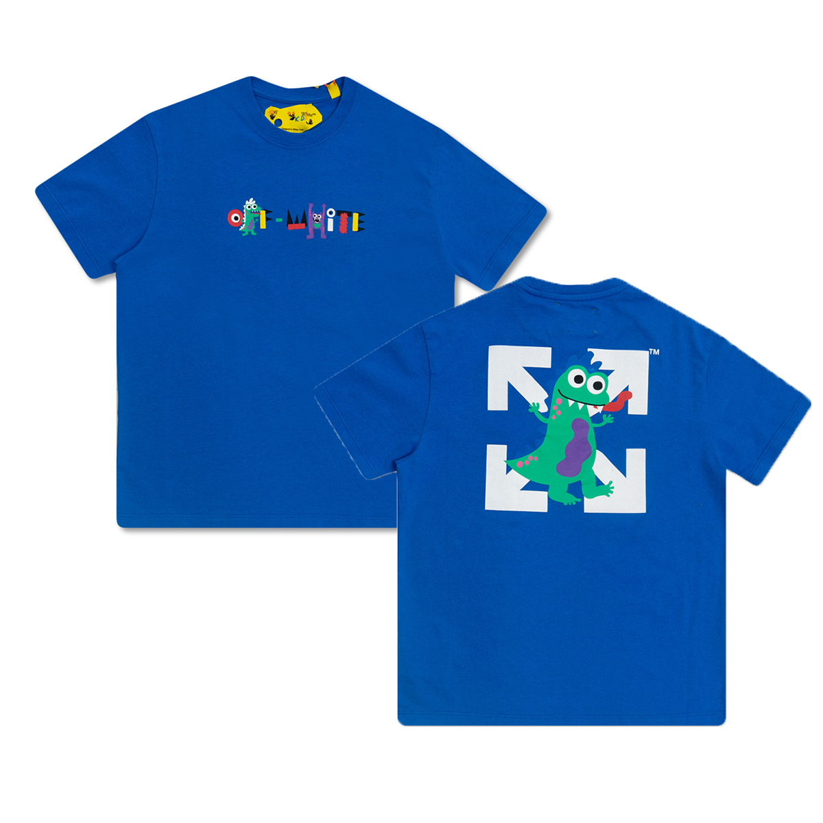 OFF WHITE JUNIOR MONSTER PRINT T-SHIRT IN BLUE