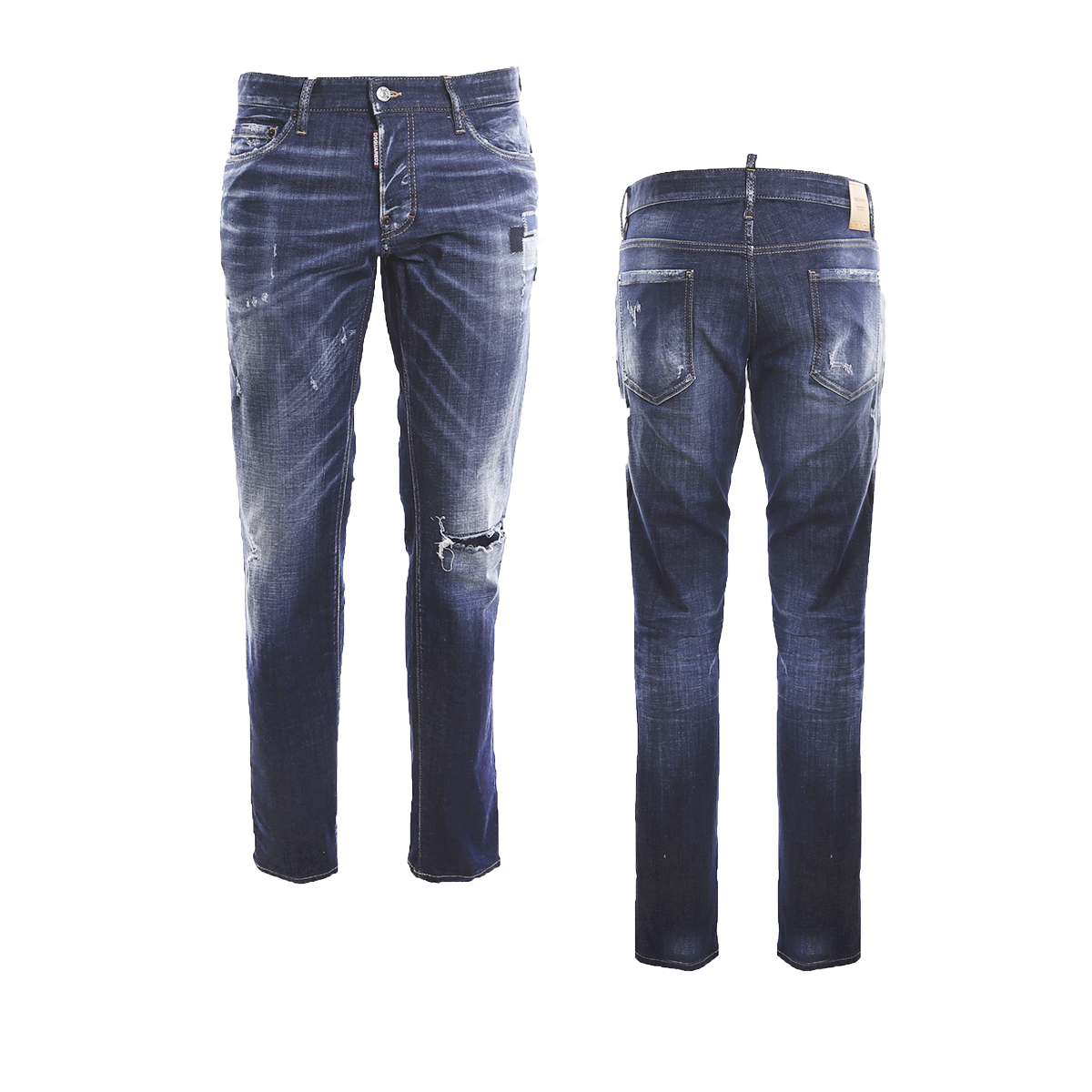 DSQUARED2 DARK MINI DENIM PATCH WASH SLIM JEANS