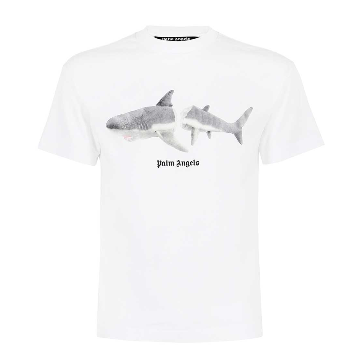 PALM ANGELS SHARK PRINT T-SHIRT IN WHITE