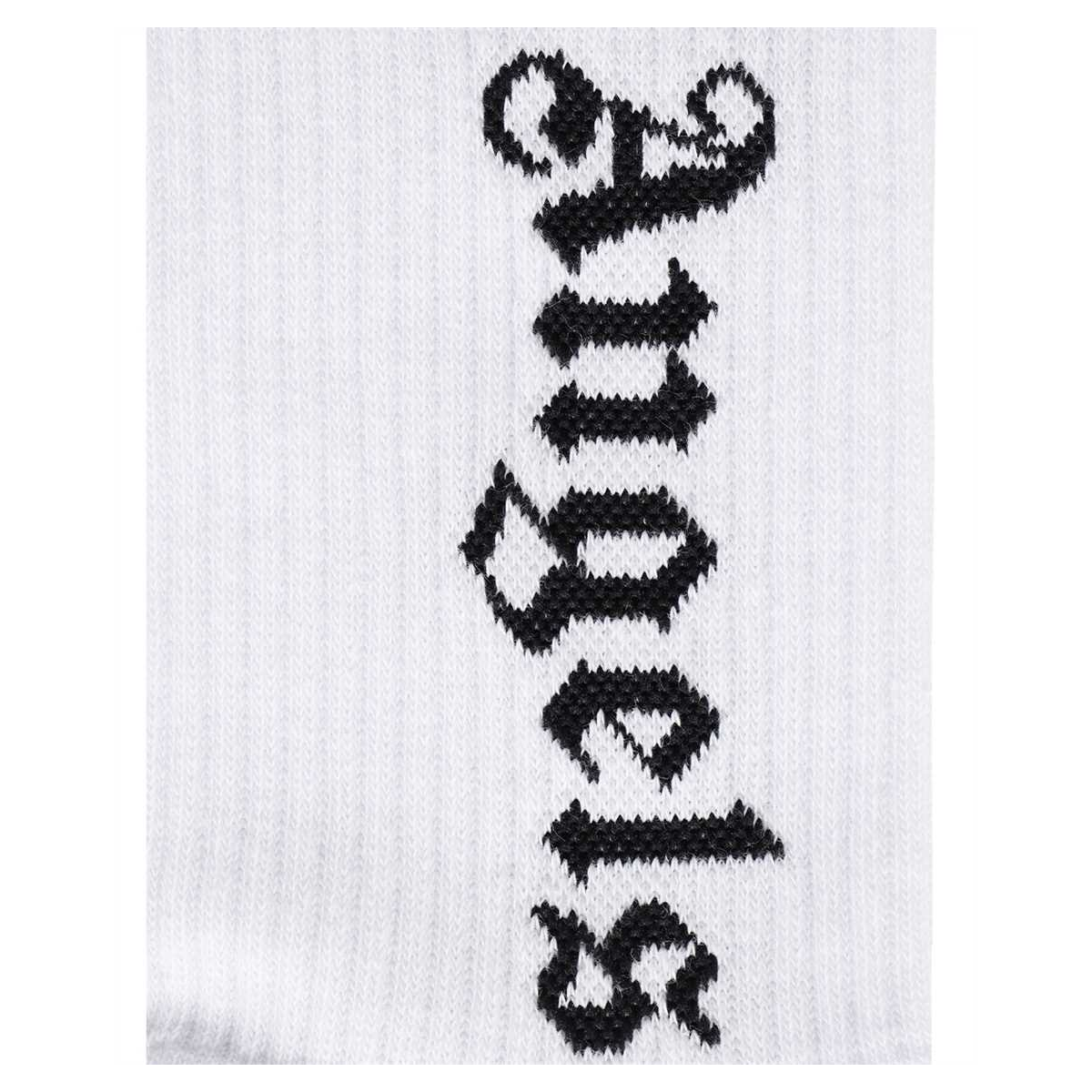 PALM ANGELS GOTHIC PRINT SOCKS IN WHITE