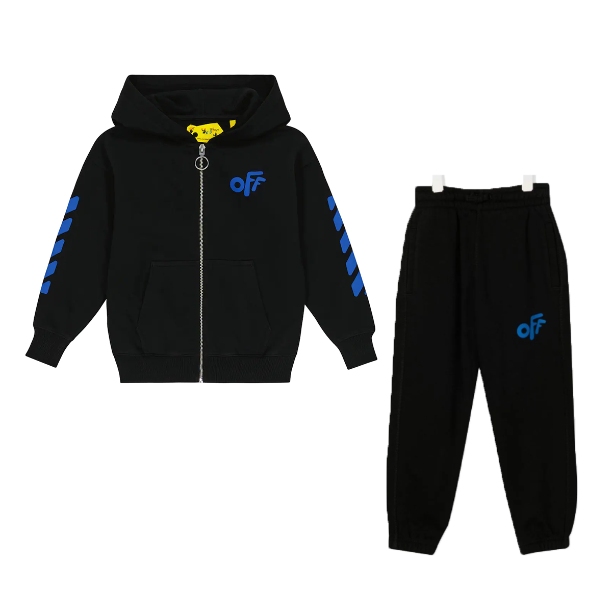 OFF WHITE JUNIOR LOGO HOODIED TRACKSUIT IN BLACK-BLUE