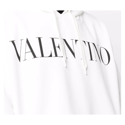 VALENTINO LOGO PRINT HOODIE IN WHITE