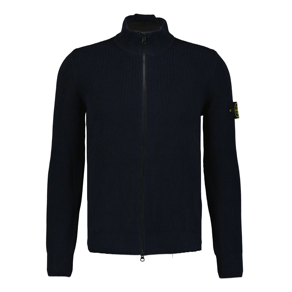 STONE ISLAND KNITTED ZIP UP JACKET IN NAVY BLUE