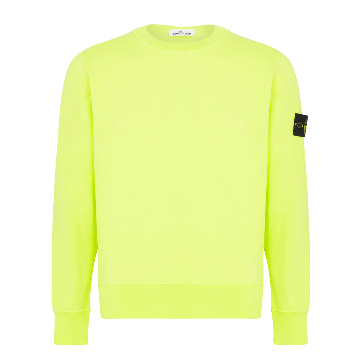 STONE ISLAND COTTON CREW NECK SWEATER IN LEMON