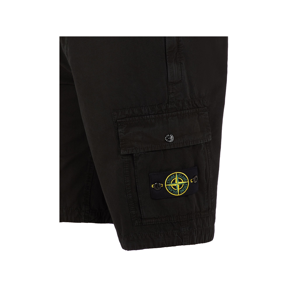 STONE ISLAND 'OLD' EFFECT CARGO SHORTS IN BLACK