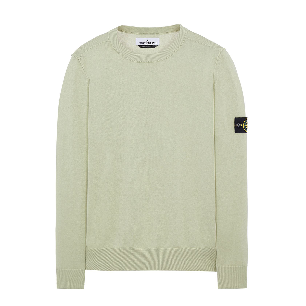 STONE ISLAND SOFT COTTON JUMPER IN LIGHT GREEN