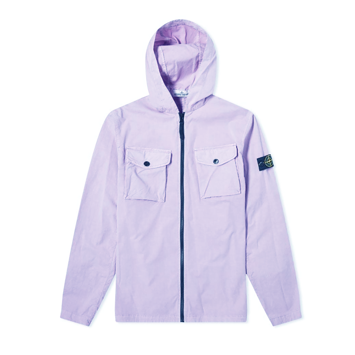 STONE ISLAND JUNIOR HOODED OVER SHIRT IN LILAC