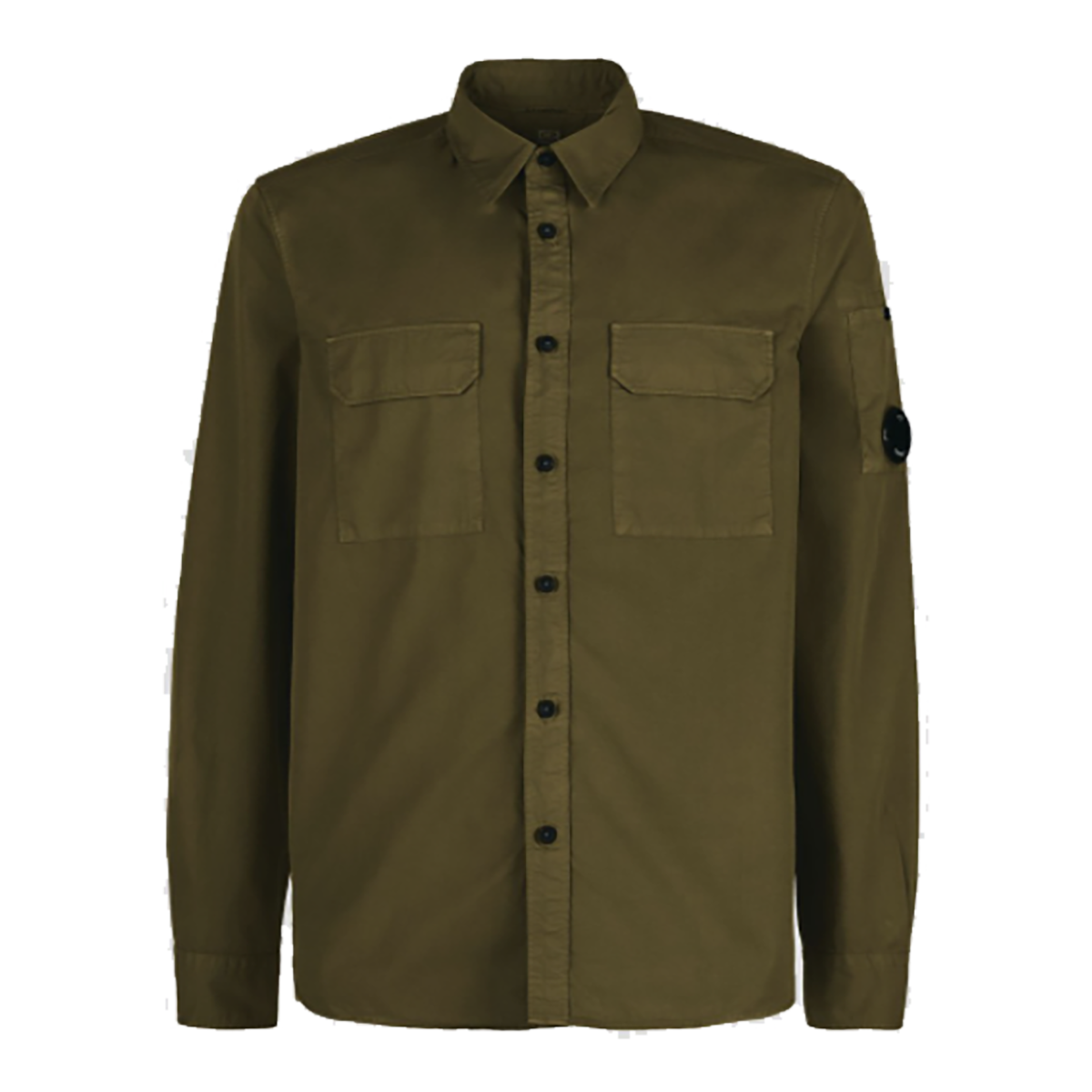 CP COMPANY GABARDINE BUTTON SHIRT IN GREEN