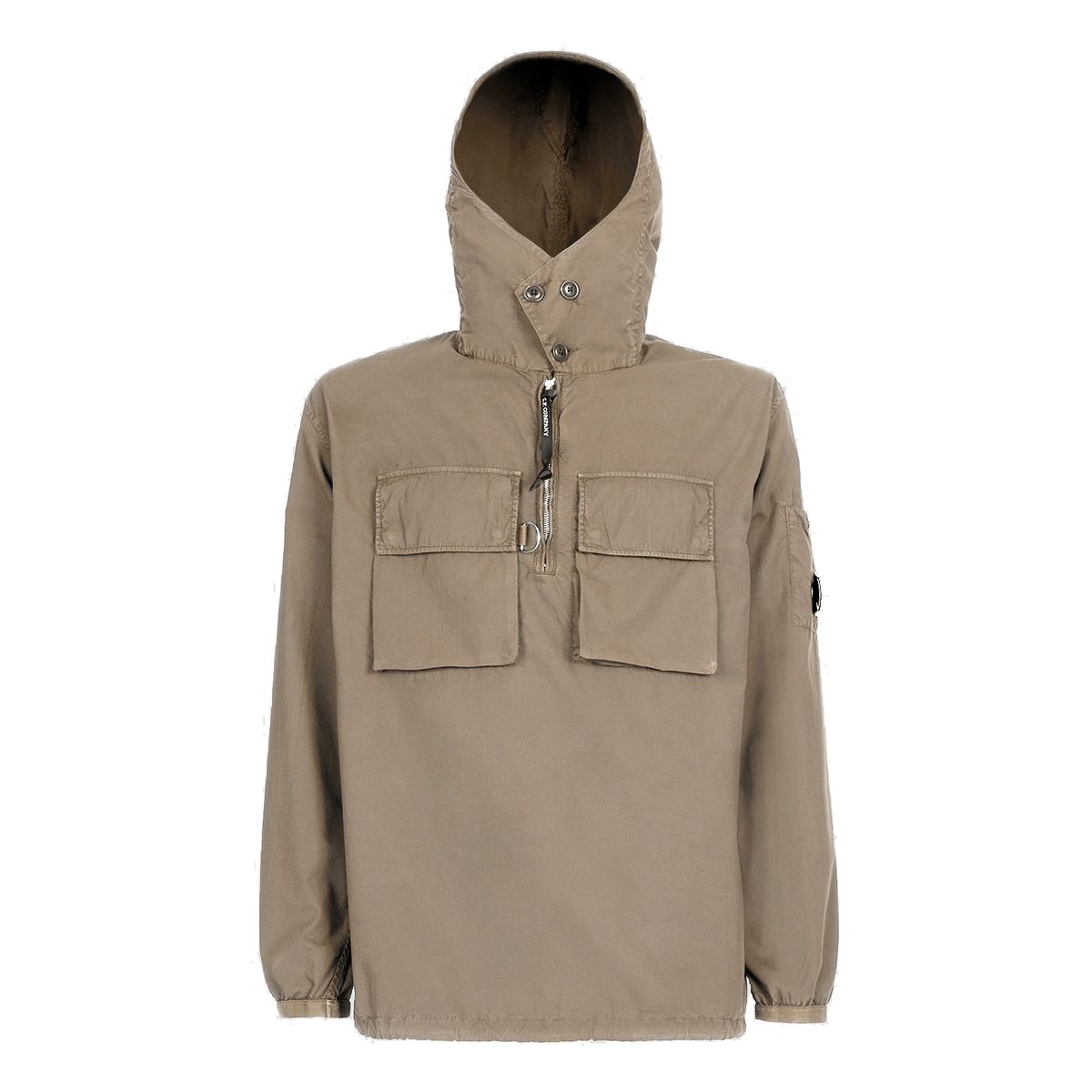 CP COMPANY COTTON RIPSTOP HOODED SHIRT IN ARMY GREEN