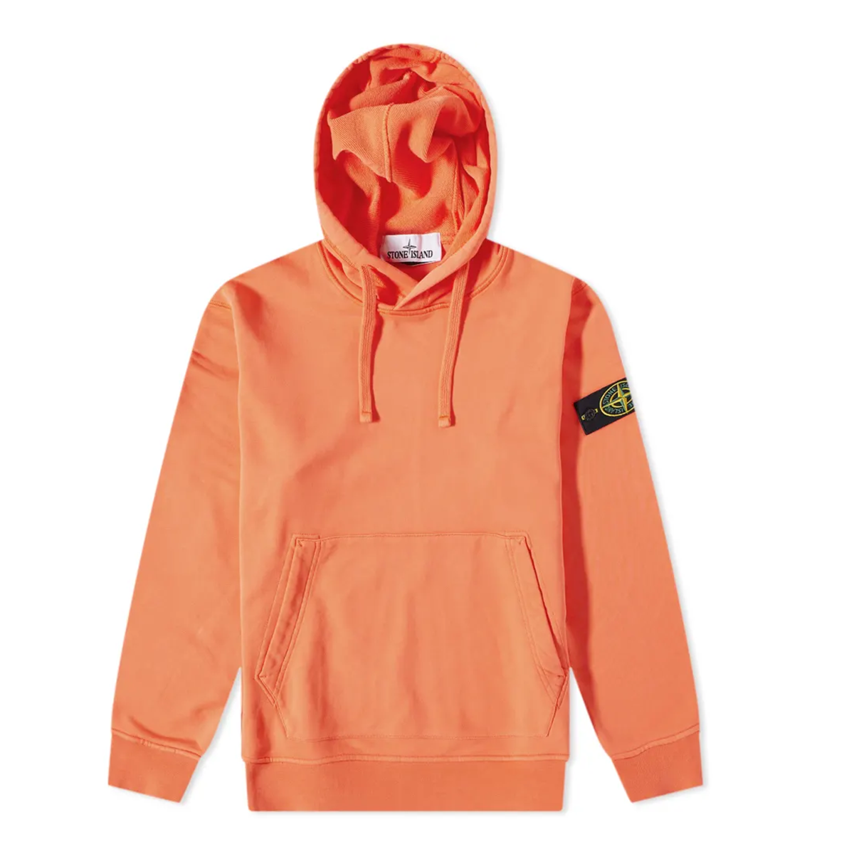 STONE ISLAND GARMENT DYED HOODIE IN ORANGE