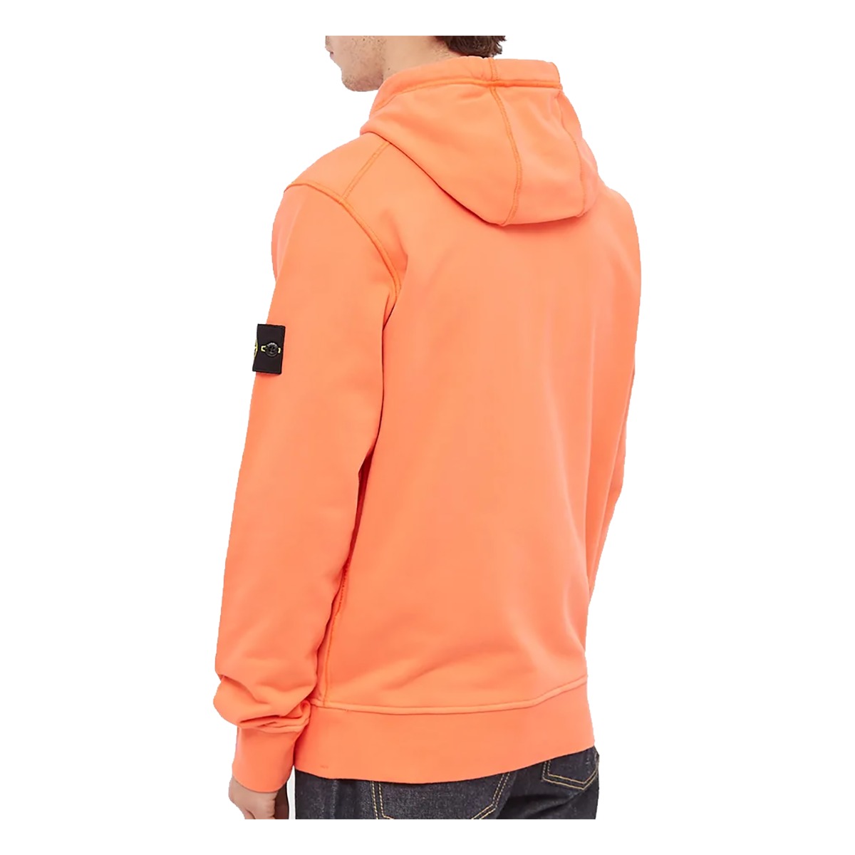 STONE ISLAND GARMENT DYED HOODIE IN ORANGE