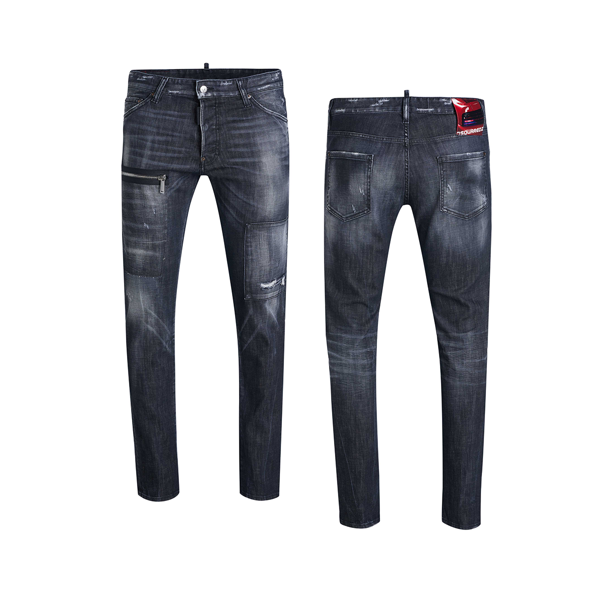 DSQUARED2 BLACK KNEE PATCHES COOL GUY JEANS