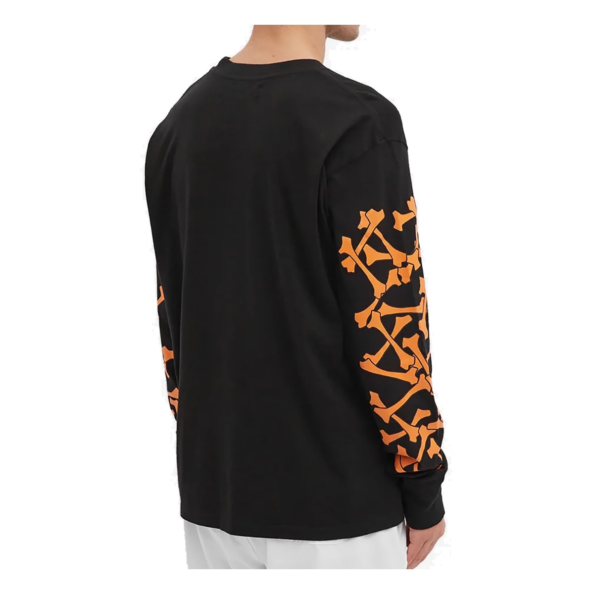 AMIRI LONG-SLEEVE BONES TEE IN BLACK AND ORANGE